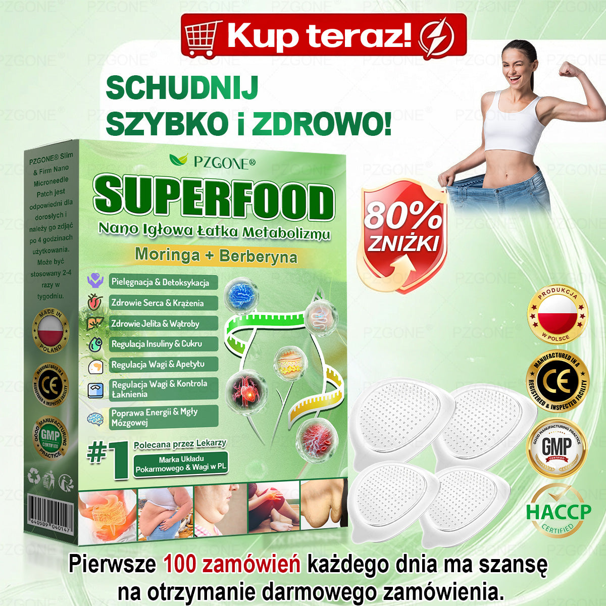 🎉🎉Oficjalny Sklep | 👩‍⚕️🎁 𝐏𝐙𝐆𝐎𝐍𝐄® Superfood 𝑵𝒂𝒏𝒐 Mikronakłuwana Plaster 🇵🇱(Tylko raz dziennie, widoczne zmiany już w 7 dni)✅ Na otyłość, 🅛🅞🅞🅢🅔 🅢🅚🅘🅝 wiotką skórę, cukrzycę, bezdech senny, problemy ze stawami i wiele więcej